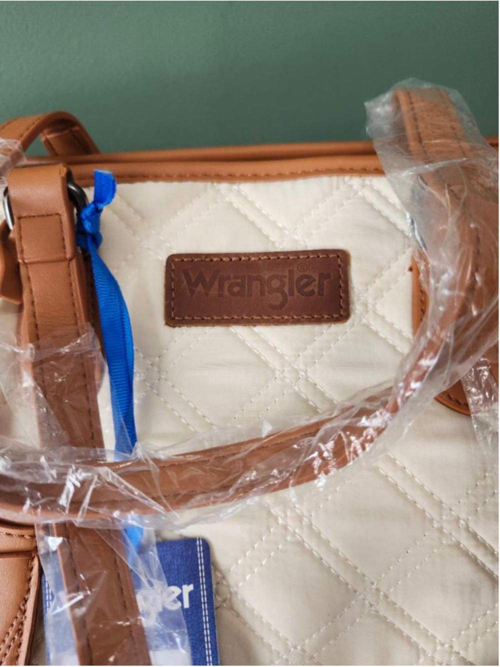 Women's Wrangler Quilted Tote Bag in Beige & Brown, One Size - Picture 5 of 12